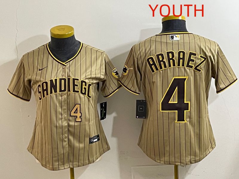 Youth San Diego Padres #4 Arraez Brown Stripe Game 2025 Nike MLB Jersey style 1->youth mlb jersey->Youth Jersey